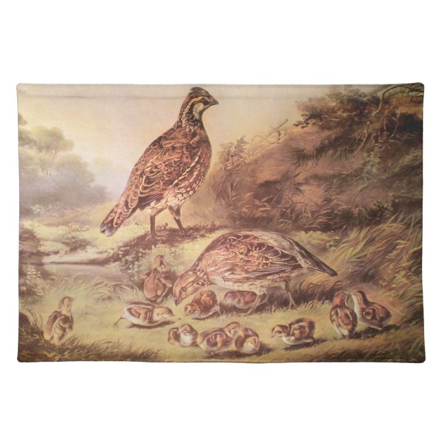 Rustic Quail Family Placemat (Front)