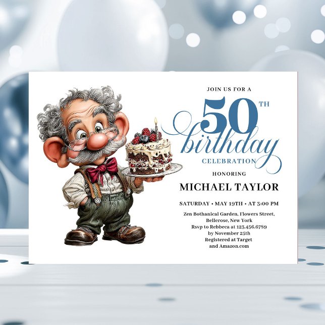 Rustic Quirky Man 50th Birthday Whimsical Humor  Invitation (Rustic Quirky Man 50th Birthday Whimsical Humor Invitation

)