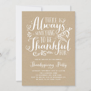Rustic Quote Faux Kraft Paper Thanksgiving Party Invitation