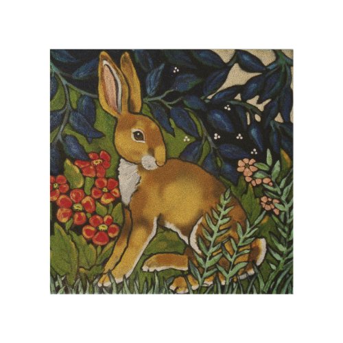 Rustic Rabbit Forest Woodland William Morris Wood Wall Art