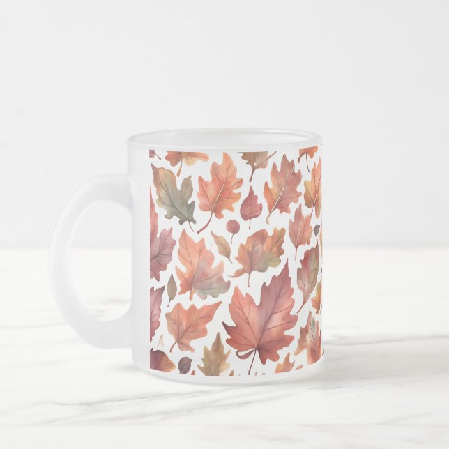 Rustic Radiance Pattern Design Frosted Glass Coffee Mug (Left)