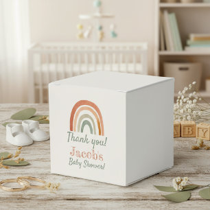 Rustic rainbow baby shower thank you favor boxes
