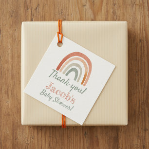 Rustic rainbow baby shower thank you favor tags