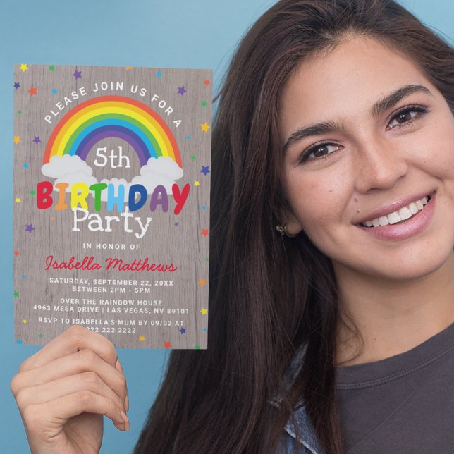Rustic Rainbow Birthday | Colorful Invitation (Creator Uploaded)