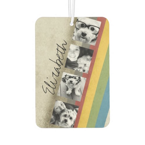 Rustic Rainbow Hipster 4 Photo Custom Collage Car Air Freshener