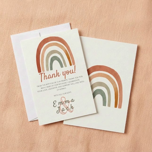 Rustic rainbow with ampersand wedding thank you card (Rustic rainbow with ampersand wedding thank you)