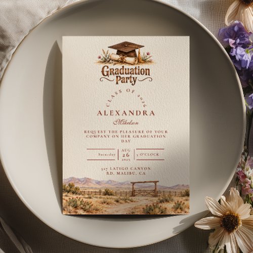 Rustic Ranch Gate Western Graduation Invitation