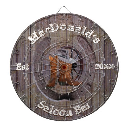 Rustic ranch themed saloon bar dart board
