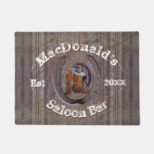 Rustic ranch themed saloon bar  doormat