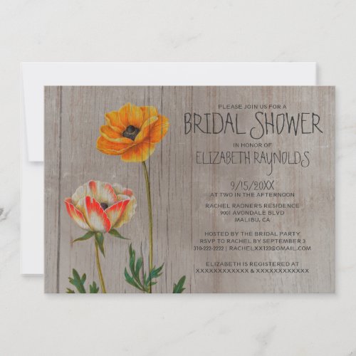 Rustic Ranunculus Bridal Shower Invitations