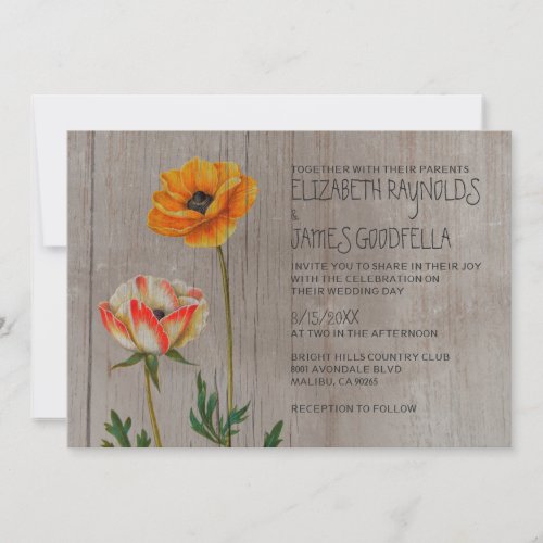 Rustic Ranunculus Wedding Invitations