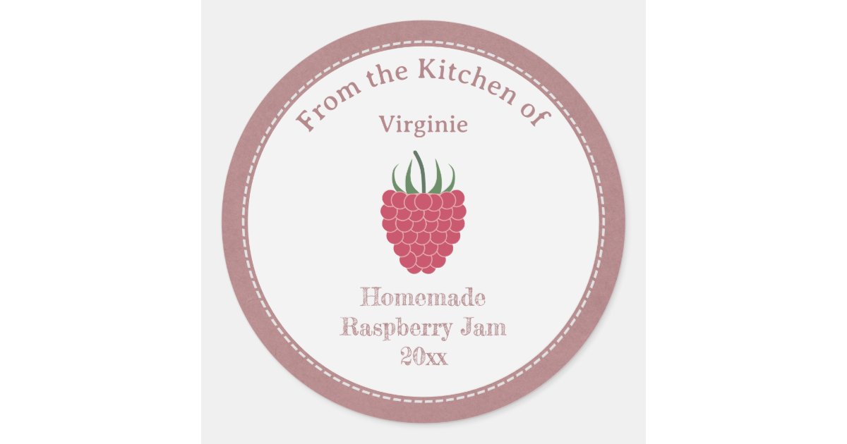 Rustic Raspberry Jam Label Sticker Zazzle