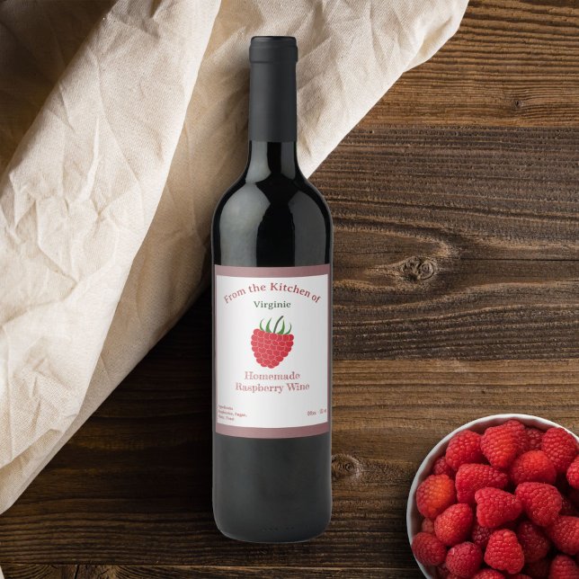 Rustic Raspberry Wine Bottle Label Sticker (Rustic Raspberry Wine Bottle Label Sticker)