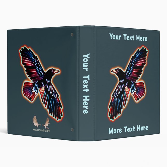 Rustic Raven On Inner Birch Bark 3 Ring Binder (Background)