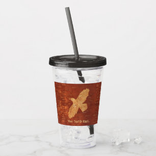 Rustic Raven On Inner Birch Bark Acrylic Tumbler