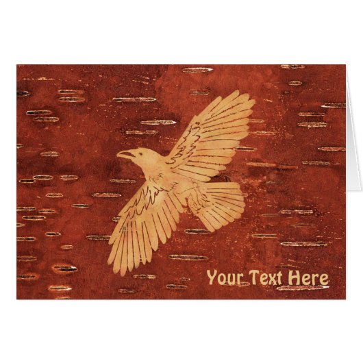 Rustic Raven On Inner Birch Bark Cards (Front Horizontal)