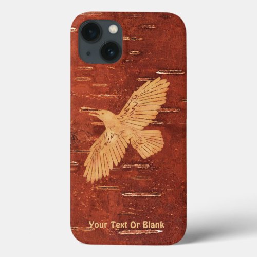Rustic Raven On Inner Birch Bark iPhone 13 Case