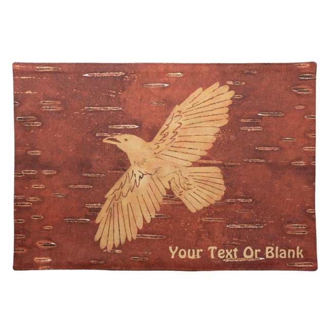 Rustic Raven On Inner Birch Bark Cloth Placemat (Front)