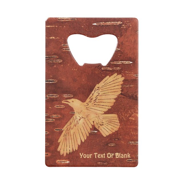 Rustic Raven On Inner Birch Bark Credit Card Bottle Opener (Front)