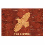 Rustic Raven On Inner Birch Bark Cutout<br><div class="desc">A digital recreation of a simple Raven (Corvus corax) image formed by carefully scraping off the reddish outer surface on the reverse side of birchbark to reveal the lighter, yellowish layer beneath. This is a traditional craft among Native Americans/First Nations across the northern United States and Canada. Add your own...</div>