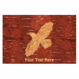 Rustic Raven On Inner Birch Bark Cutout