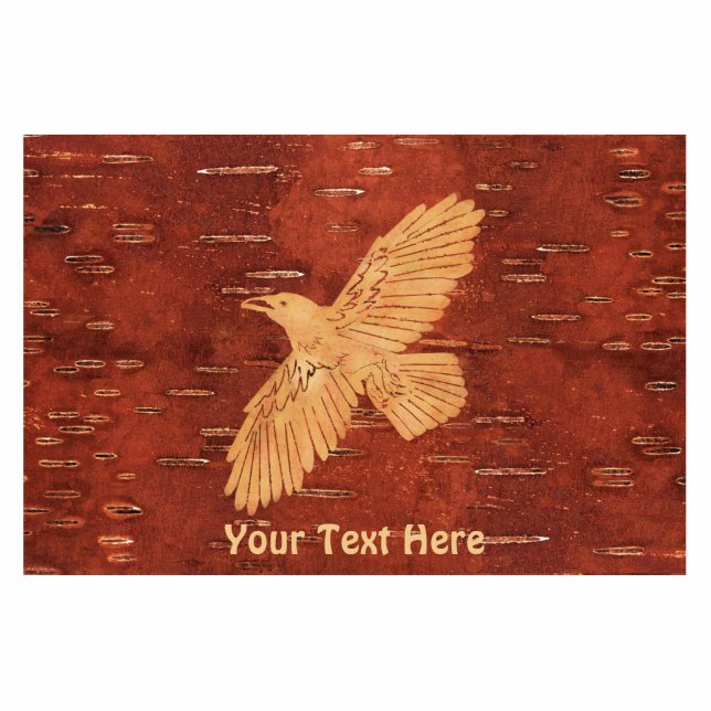 Rustic Raven On Inner Birch Bark Cutout (Front)