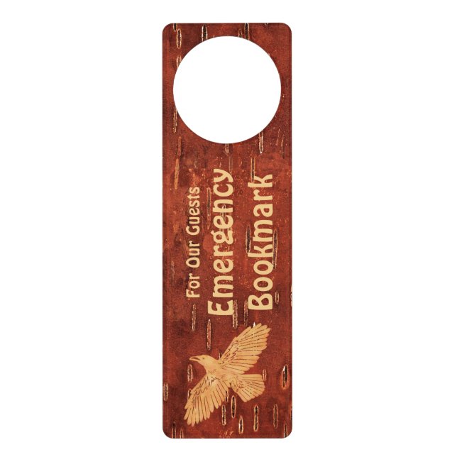Rustic Raven On Inner Birch Bark Door Hanger (Front)