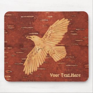 Rustic Raven On Inner Birch Bark