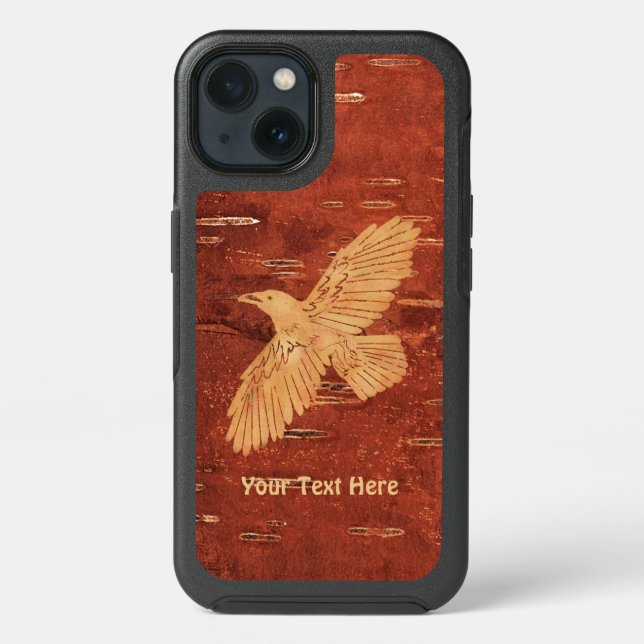 Rustic Raven On Inner Birch Bark OtterBox iPhone C (Back)