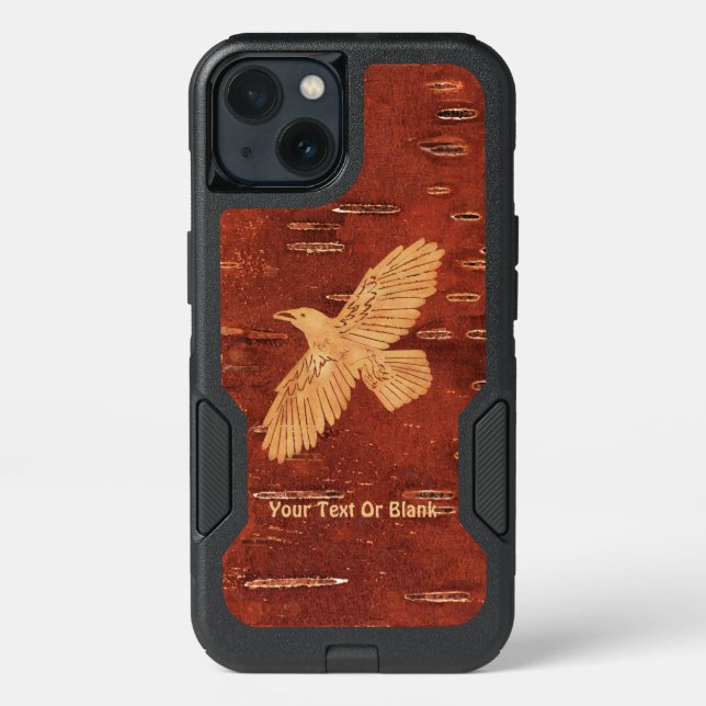 Rustic Raven On Inner Birch Bark Otterbox iPhone Case (Back)