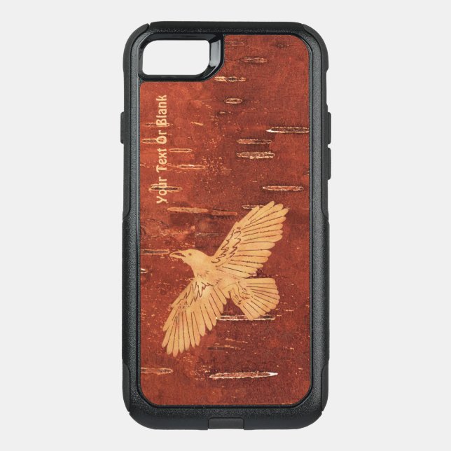 Rustic Raven On Inner Birch Bark Otterbox iPhone Case (Back)