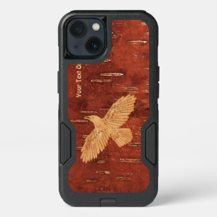 Rustic Raven On Inner Birch Bark iPhone 13 Case