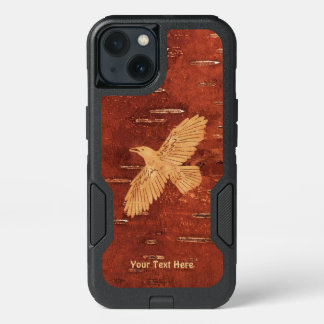 Rustic Raven On Inner Birch Bark iPhone 13 Case