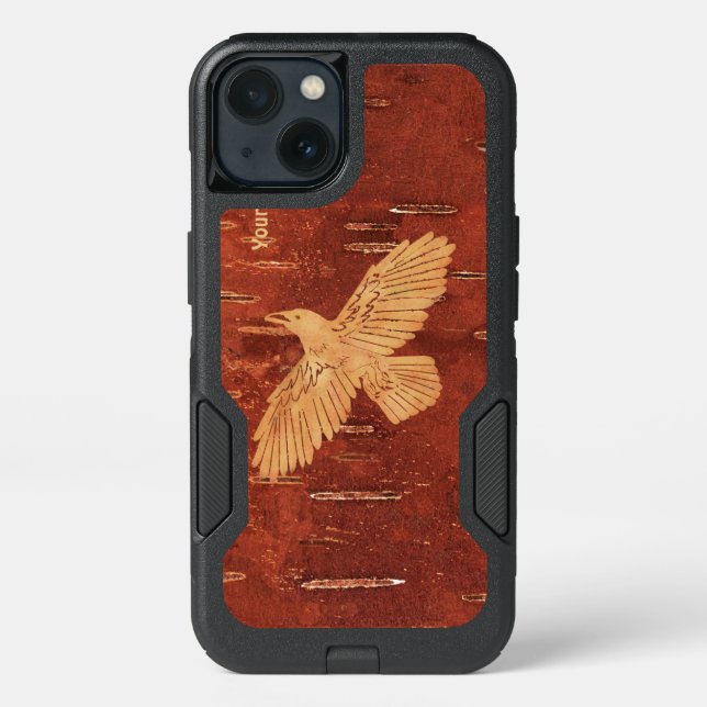 Rustic Raven On Inner Birch Bark Otterbox iPhone Case (Back)