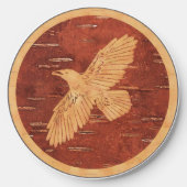 Rustic Raven On Inner Birch Bark Wireless Charger (Front)