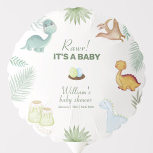 Rustic Rawr Volcano Tropical Dinosaur Baby Shower Balloon