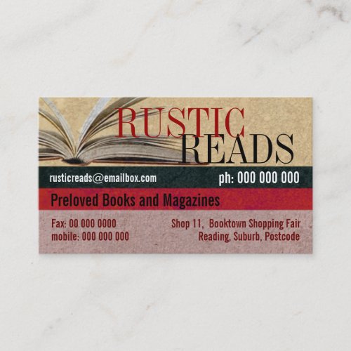 Rustic Reads Book Literature Business Card