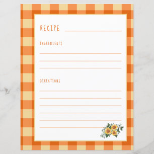Rustic recipe page for cookbook binder organizer