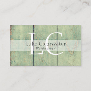 Rustic Reclaimed Vintage Barnwood Monogram Business Card
