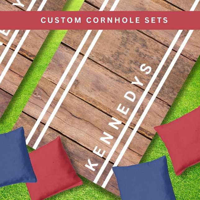 Rustic Reclaimed Wood Custom Family Name  Cornhole Set (Custom cornhole sets for party games at weddings,family reunions,birthdays and hou)