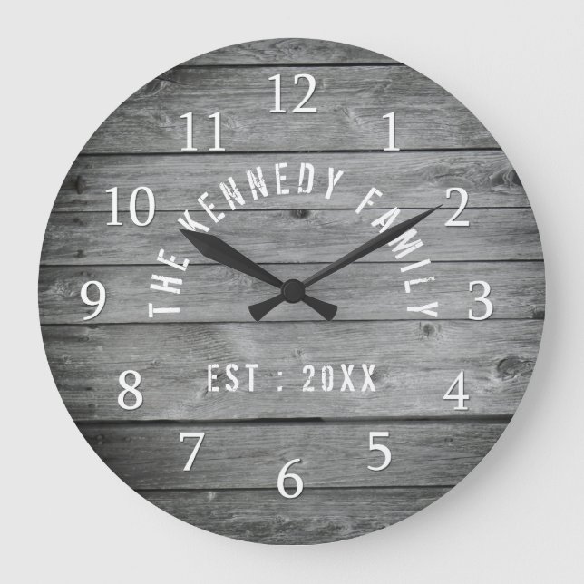 Rustic Reclaimed Wood Farmhouse Large Clock (Front)