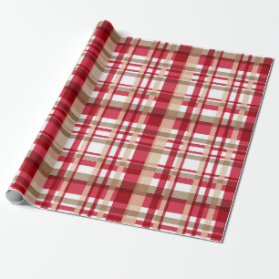 Rustic Red and Beige Plaid Pattern Wrapping Paper