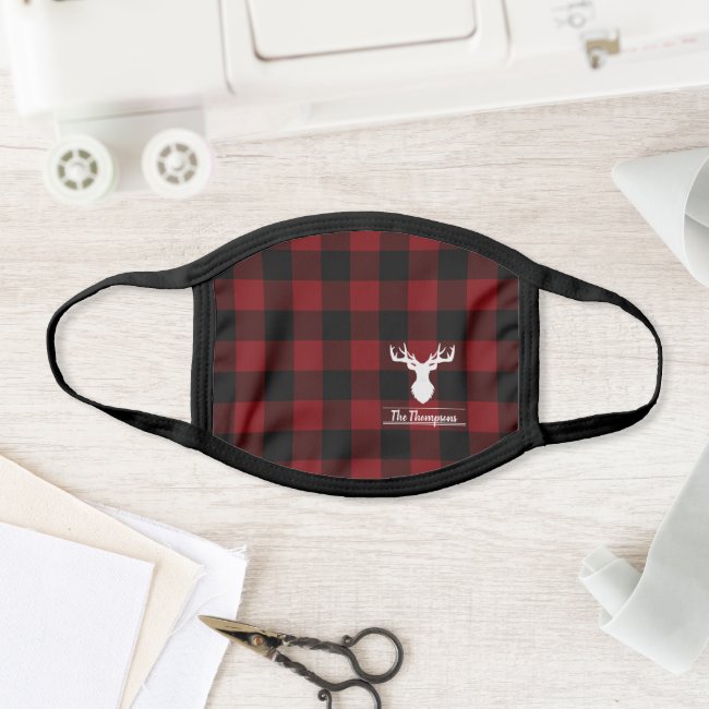 Rustic Red and Black Buffalo Plaid Deer Silhouette