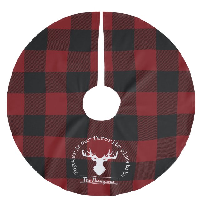 Rustic Red and Black Buffalo Plaid Family Name