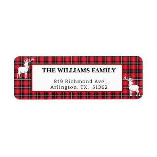 Rustic Red and Black Buffalo Plaid Holiday Label