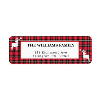 Rustic Red and Black Buffalo Plaid Holiday Label