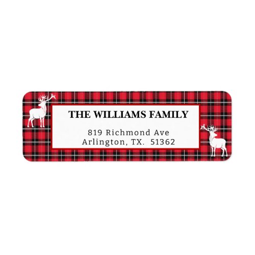 Rustic Red and Black Buffalo Plaid Holiday Label
