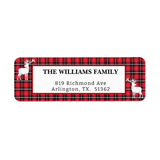 Rustic Red and Black Buffalo Plaid Holiday Label (Front)