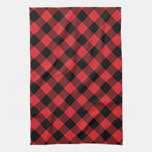 Rustic Red and Black Buffalo Plaid Kitchen Towel