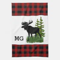 Black and White Pattern Moose Kitchen Towel